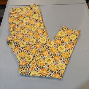 LuLaRoe Yellow and Blue Floral Leggings (5c13)